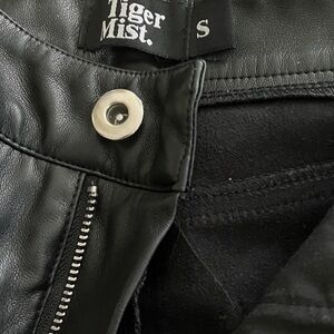 Tiger Mist Black Faux Leather Pants / Slacks with Silver Accents
